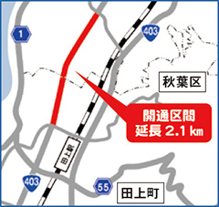 【地図】国道403号小須戸田上バイパス開通区間の地図