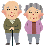 高齢の男性と女性が微笑んでいるイラスト