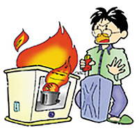 暖房器具による火災を防ぐために　火を消してから給油する
