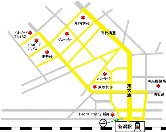 新潟駅前・万代地区路上喫煙制限地区図