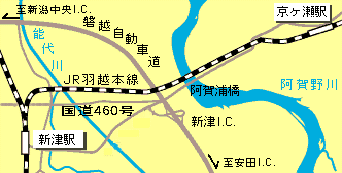 新津～京ヶ瀬間の地図