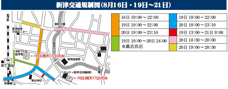 【地図】新津交通規制図