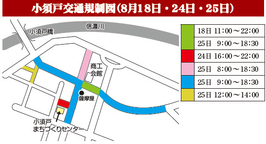【地図】小須戸交通規制図