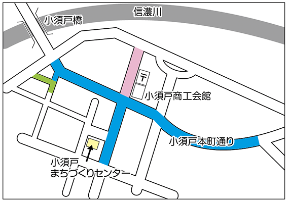 小須戸地区の交通規制箇所を示した地図