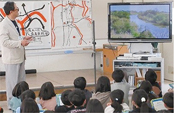 結小学校の地域学習の様子を撮った写真