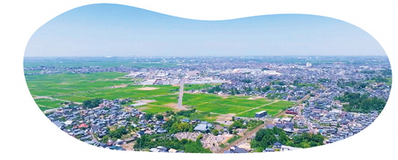 秋葉区の街を空から撮った写真