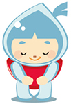 おじぎをする水玉ぼうしのイラスト