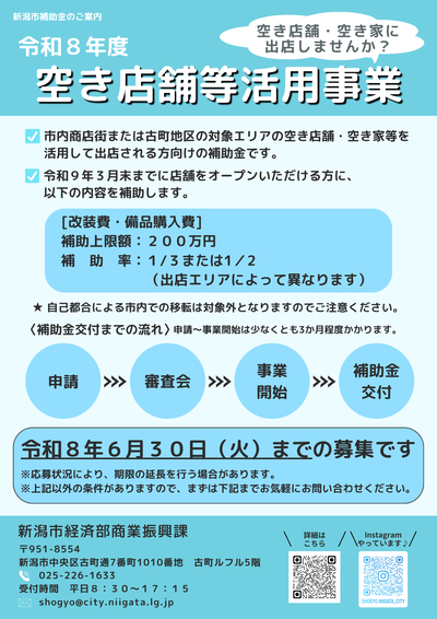 空き店舗等活用事業案内チラシ