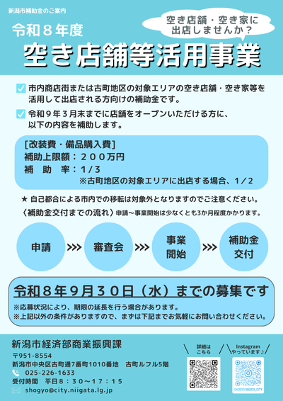 空き店舗等活用事業案内チラシ