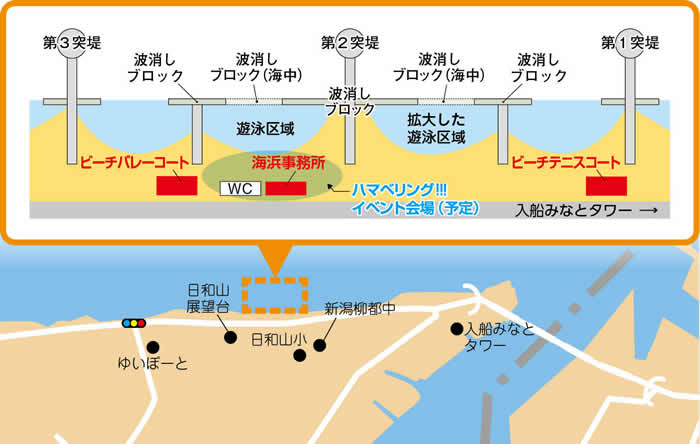 日和山浜海水浴場マップ