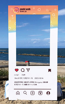フォトパネルで記念撮影　風景