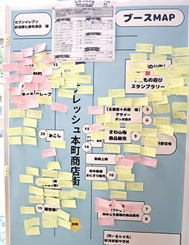 感想を書いた付箋をマップに貼付
