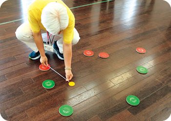 黄色いポイントに近いディスクを測っている様子