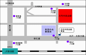 万代市民会館への地図