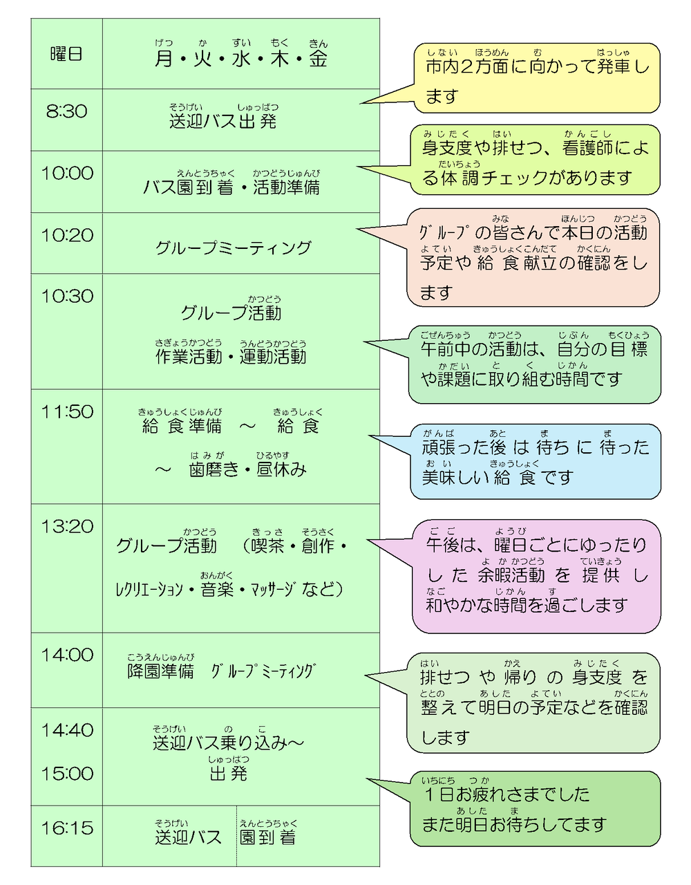 明生園の一日の流れ