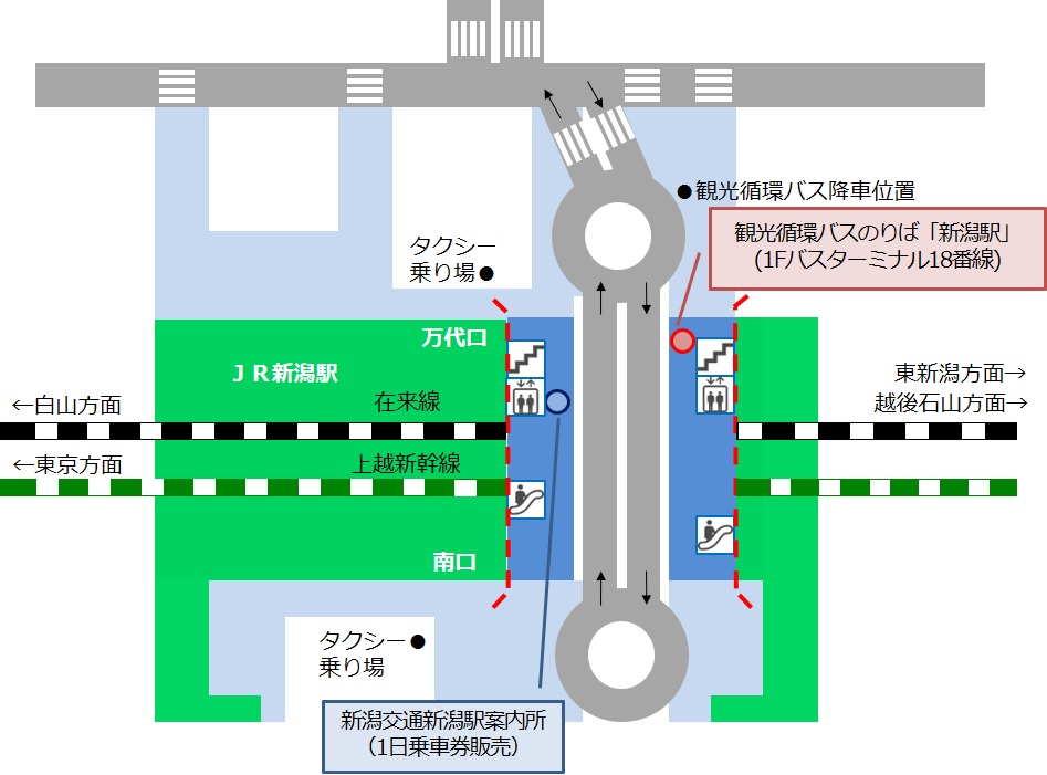 新潟駅前バスのりば案内図