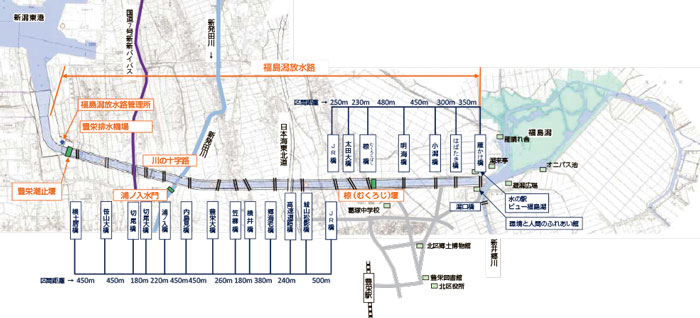 福島潟放水路　散策マップ