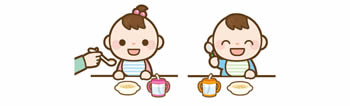 赤ちゃんと離乳食イラスト