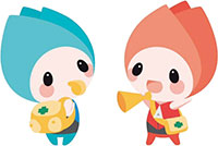 新潟市防災マスコットキャラクター　ジージョ(左)　キョージョ(右)