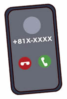 イラスト　国際電話を着信したスマートフォン