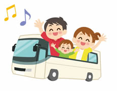 バス乗車のイラスト