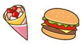 クレープとハンバーガーのイラスト
