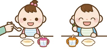 離乳食を食べる赤ちゃんのイラスト