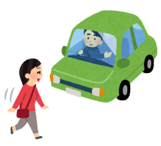 渡る歩行者