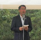 令和7年度平和祈念碑献花式の様子（中原市長挨拶）