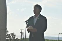 令和8年度平和祈念碑献花式の様子（中原市長挨拶）