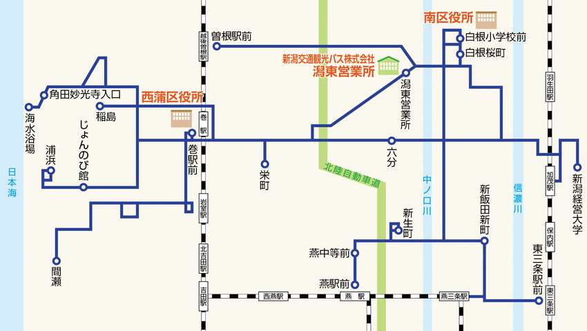 路線バス図１西蒲区、南区