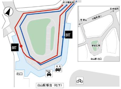 白山駅北口（駅前広場）の整備計画説明図