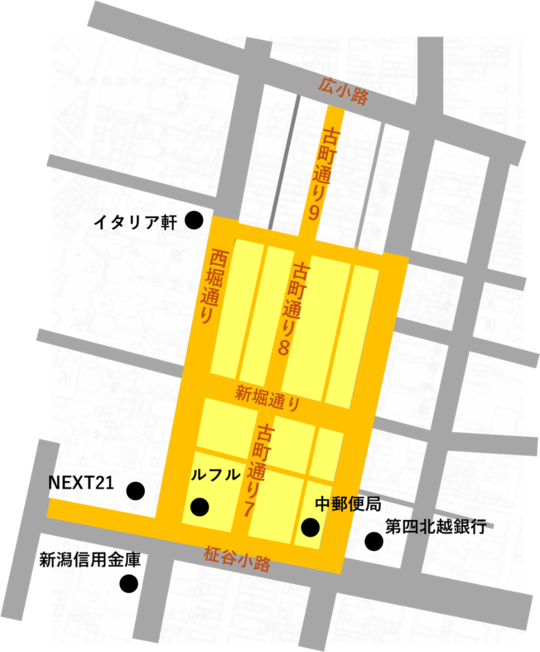 古町地区路上喫煙制限地区図