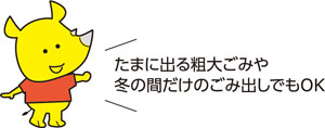 たまに出る粗大ごみや冬の間だけのごみ出しでもOK