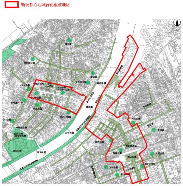 新潟都心地域緑化重点地区区域図