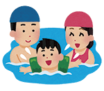 家族でプールに入っているイメージ