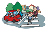 横断歩道を渡る子供のイラスト