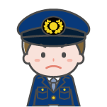 制服に警帽を被った警官が「車には貴重品を置かないようにしましょう！」と言っているイラスト