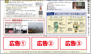 令和7年1月5日号2面下を切り取り、広告を掲載する場所を示した写真
