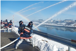 一斉放水の写真