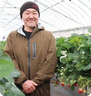 しろねいちご部会・部会長の小田信一さんの写真