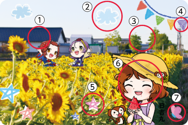 ちがいさがしの答えの箇所に赤丸が付けられている画像