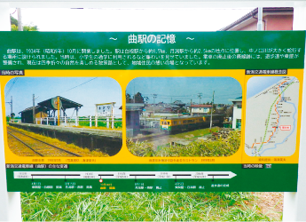 かぼちゃ電車の色に塗られた看板の写真
