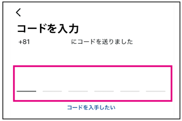 コードを入力と書かれた画面の写真