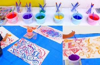 絵の具ワークショップの様子