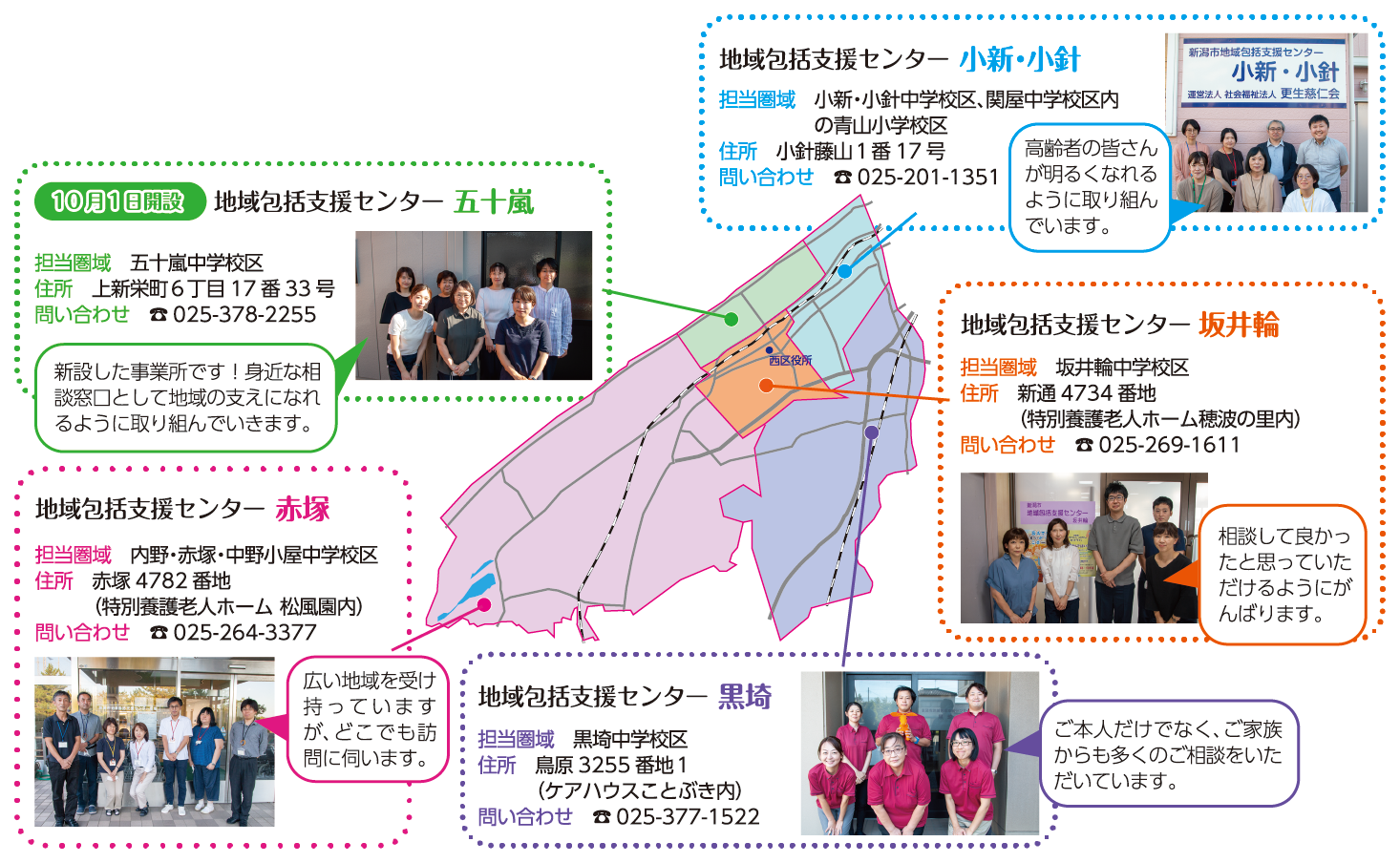 ５つの地域包括支援センターを紹介します