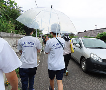 五十嵐中学校職場体験　小瀬小学校付近通学路安全調査