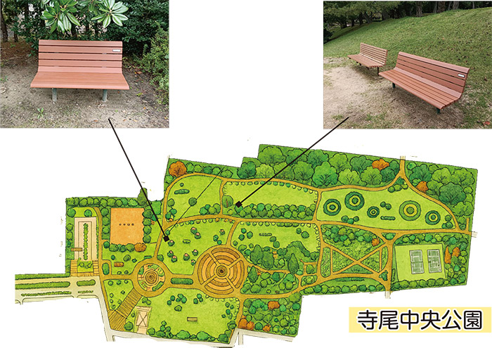 寺尾中央公園のベンチ配置図