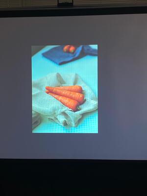 講師による撮影の様子をスクリーンに投影したもの