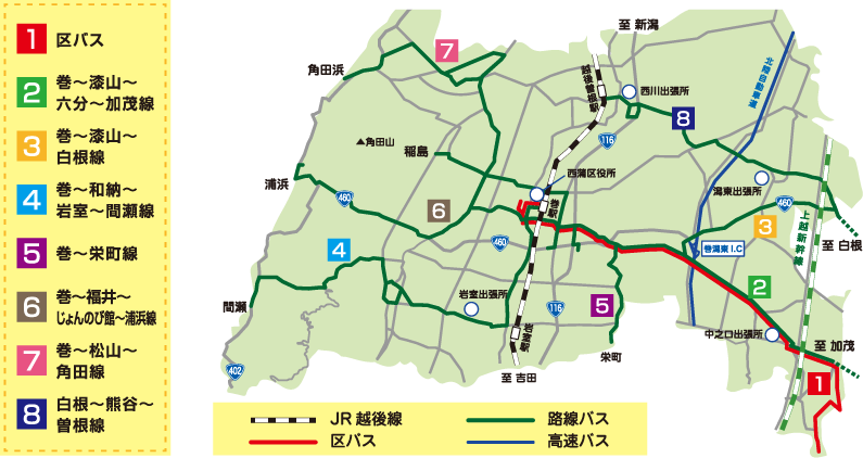西蒲区公共交通の地図